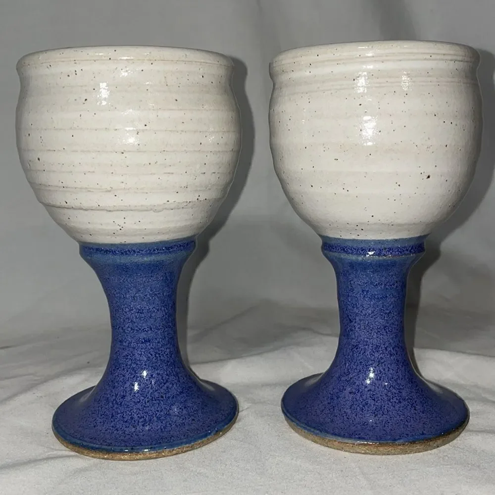 2 handmade ceramic goblets